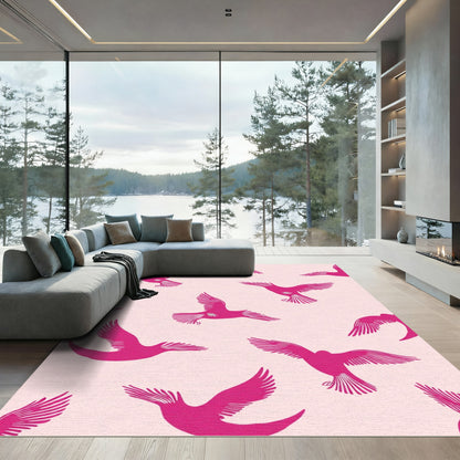 Pink Flying Birds Repeating Image Rug