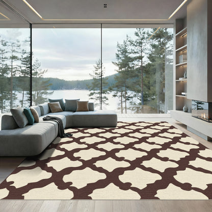 Rich Brown Organic Lattice Rug