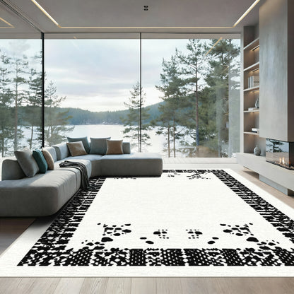 Monochromatic Abstract Speckled Border Rug