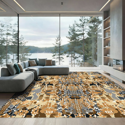 Earthy Camouflage Pixelated Abstract Rug
