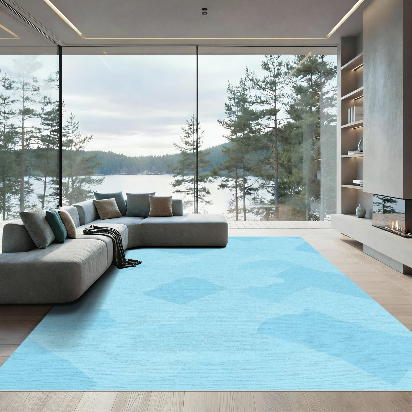 Sky Blue Cloud Mountain Landscape Rug