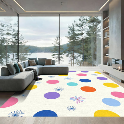 Vibrant Polka Dot Starburst Scatter Rug
