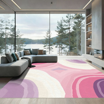 Pink Purple Ivory Abstract Arc Rug