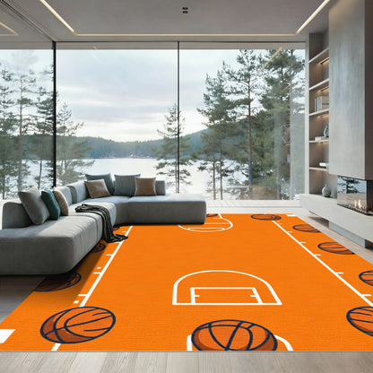 Orange Basketball Court Graphic Rug