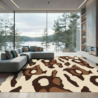 Rich Brown Spotted Abstract Shapes Rug
