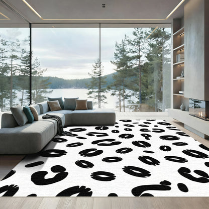 Bold Black Leopard Spots Rug