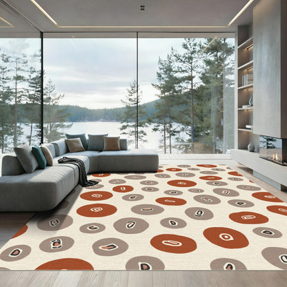 Terracotta Brown Abstract Circles Rug