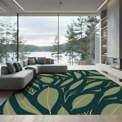 Verdant Eucalyptus Leaf Collage Rug