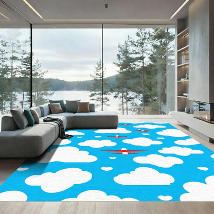 Red Planes White Clouds Sky Rug