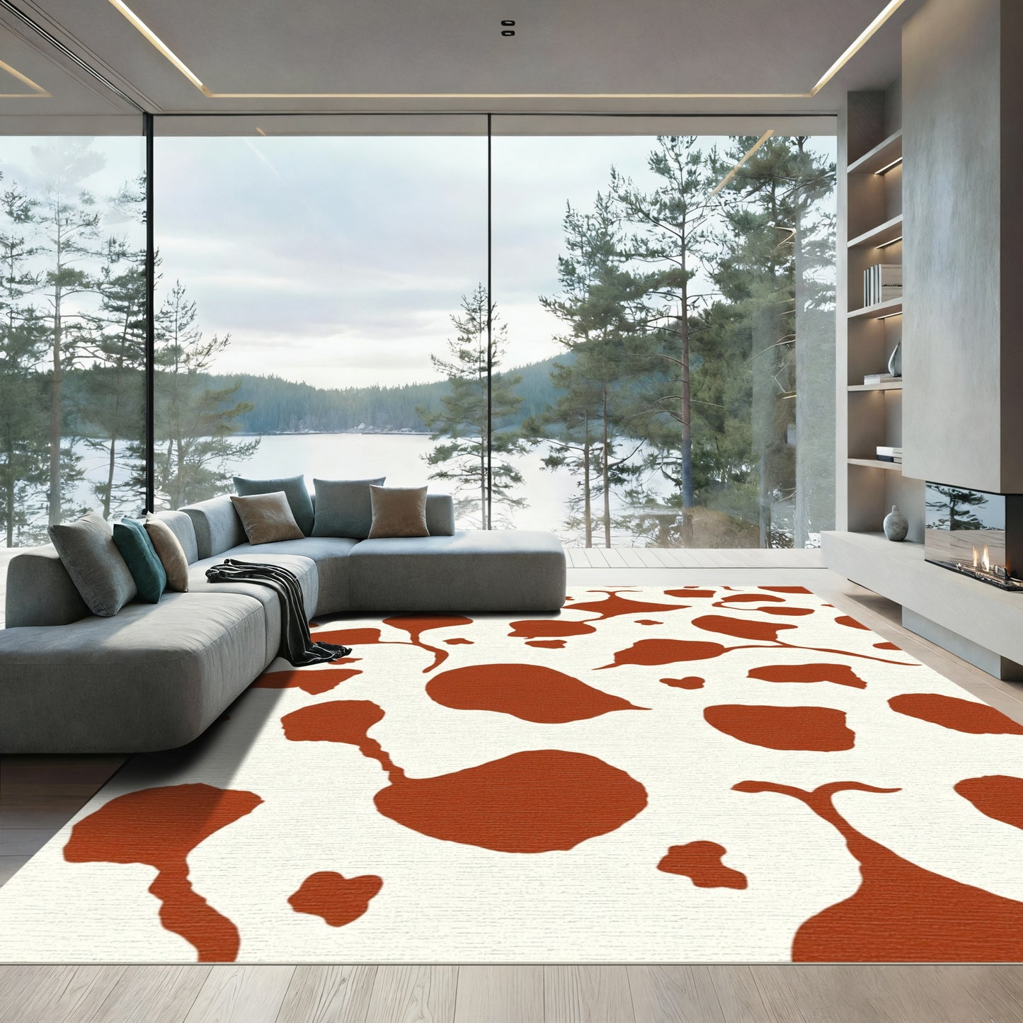 Rustic Red Spots Abstract Art Rug