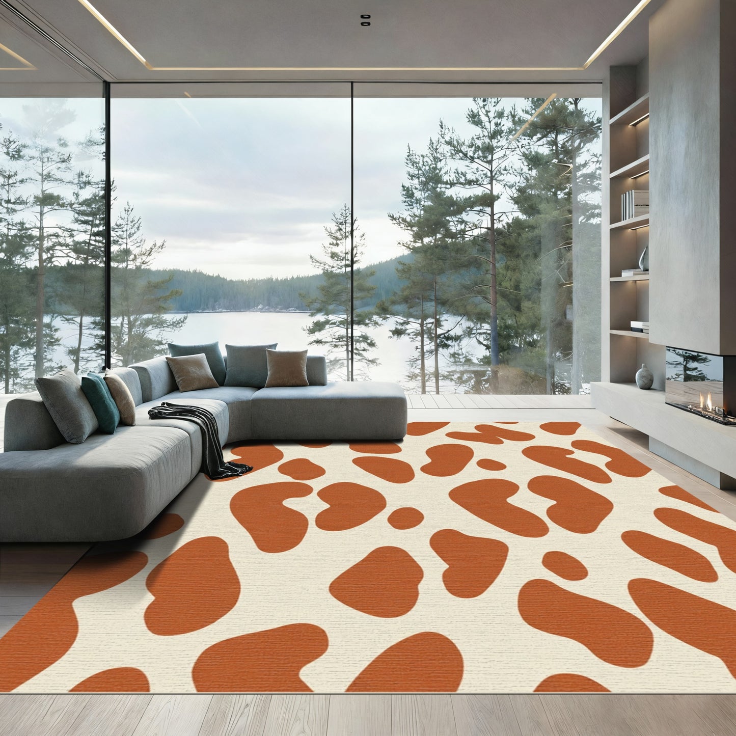 Terracotta Spots Organic Shapes Rug