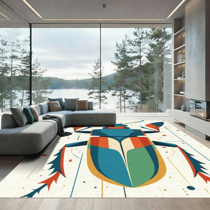 Abstract Geometric Beetle Colorful Stripe Rug