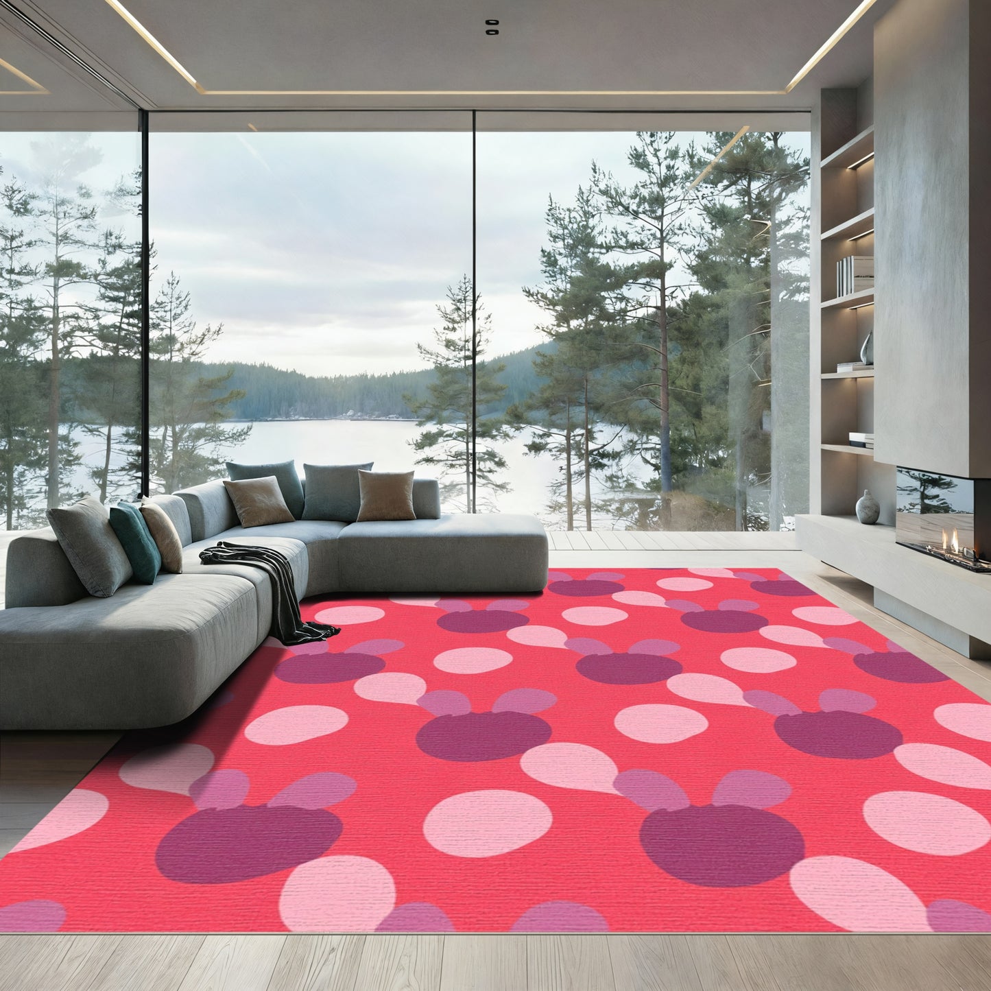 Sweet Pink Bunny Polka Dot Rug