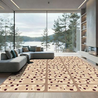 Abstract Taupe Speckled Rectangles Rug