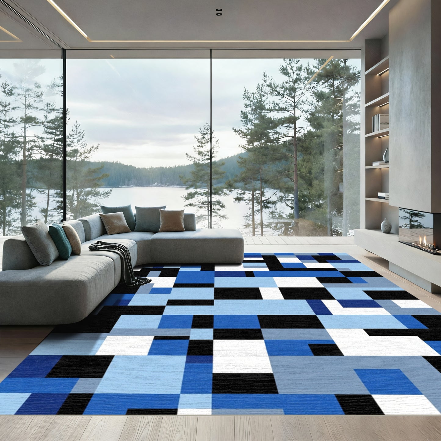 Modern Geometric Block Abstract Rug