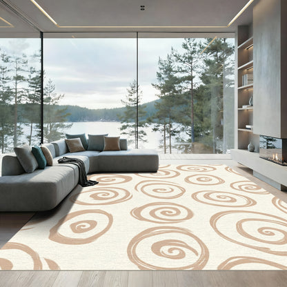 Neutral Swirl Brushstroke Elements Rug