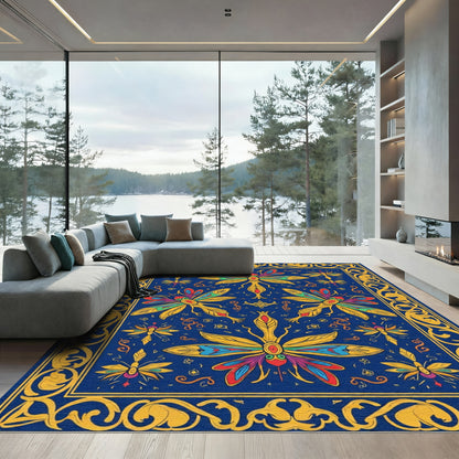 Colorful Dragonfly Garden Border Rug