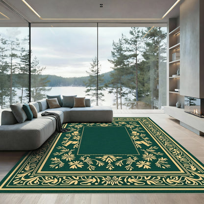 Golden Floral Vintage Border Rug