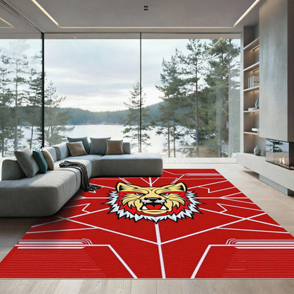 Fierce Red Wolf Geometric Abstraction Rug