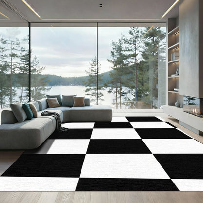 Bold Black White Checkerboard Squares Rug