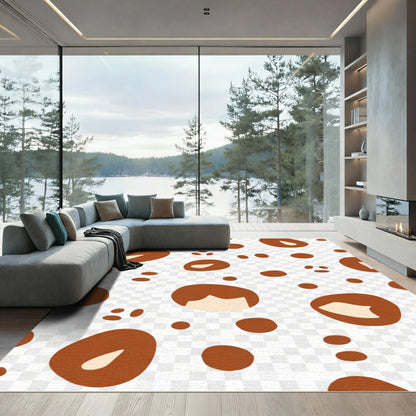 Brown Tan Blobs Scattered Compositions Rug