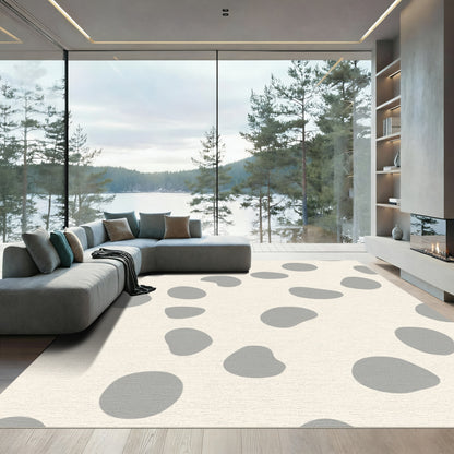 Cream Gray Blob Scatter Rug
