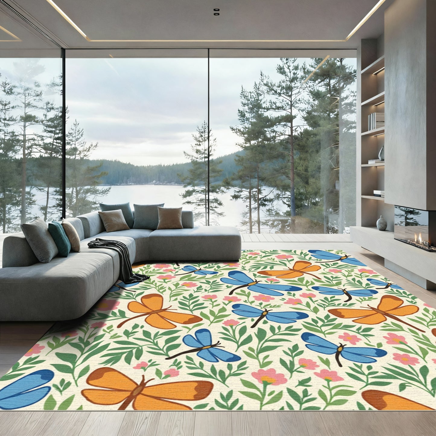 Whimsical Dragonfly Garden Meadow Rug