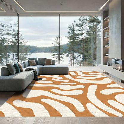 Terracotta Cream Organic Amoeba Rug