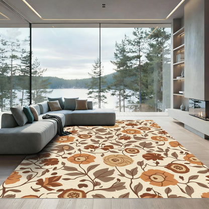 Earthy Tone Floral Vine Rug