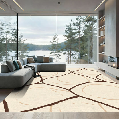 Abstract Organic Shapes Cream Brown Rug