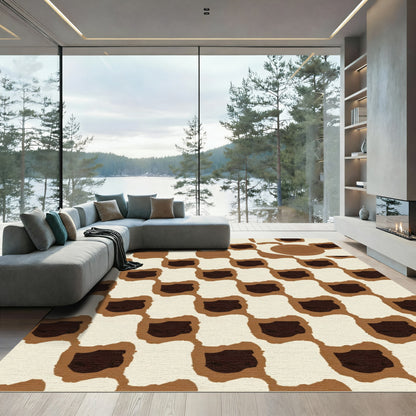 Chic Cream Brown Waffle Weave Rug