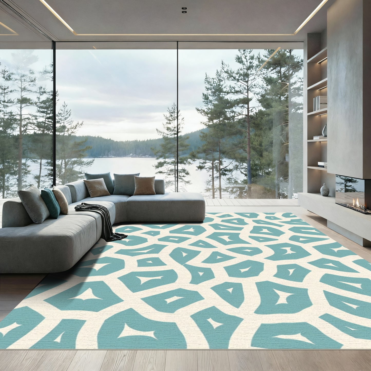 Aqua Cream Organic Cell Rug