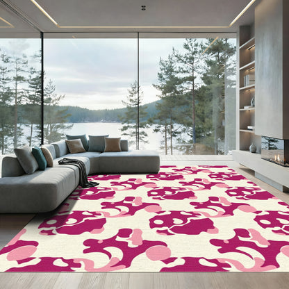 Fuchsia Abstract Amorphous Contemporary Rug