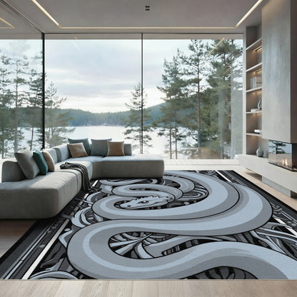 Serpentine Gray Abstract Creature Rug