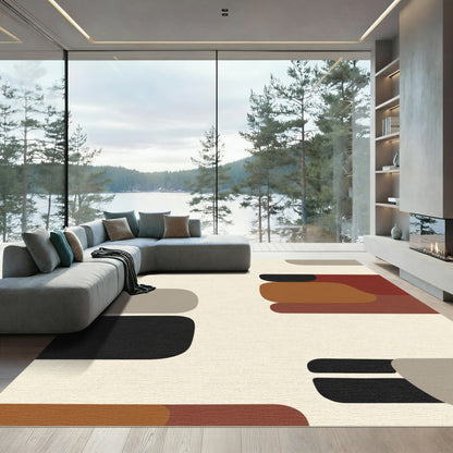 Abstract Contemporary Terracotta Shapes Rug