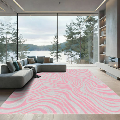 Pink Gray Swirl Marble Rug