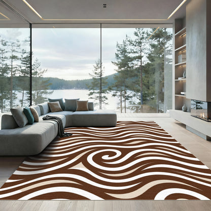 Rich Chocolate Waves Swirl Rug
