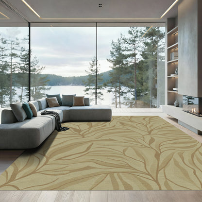 Earthy Tan Abstract Branching Flora Rug