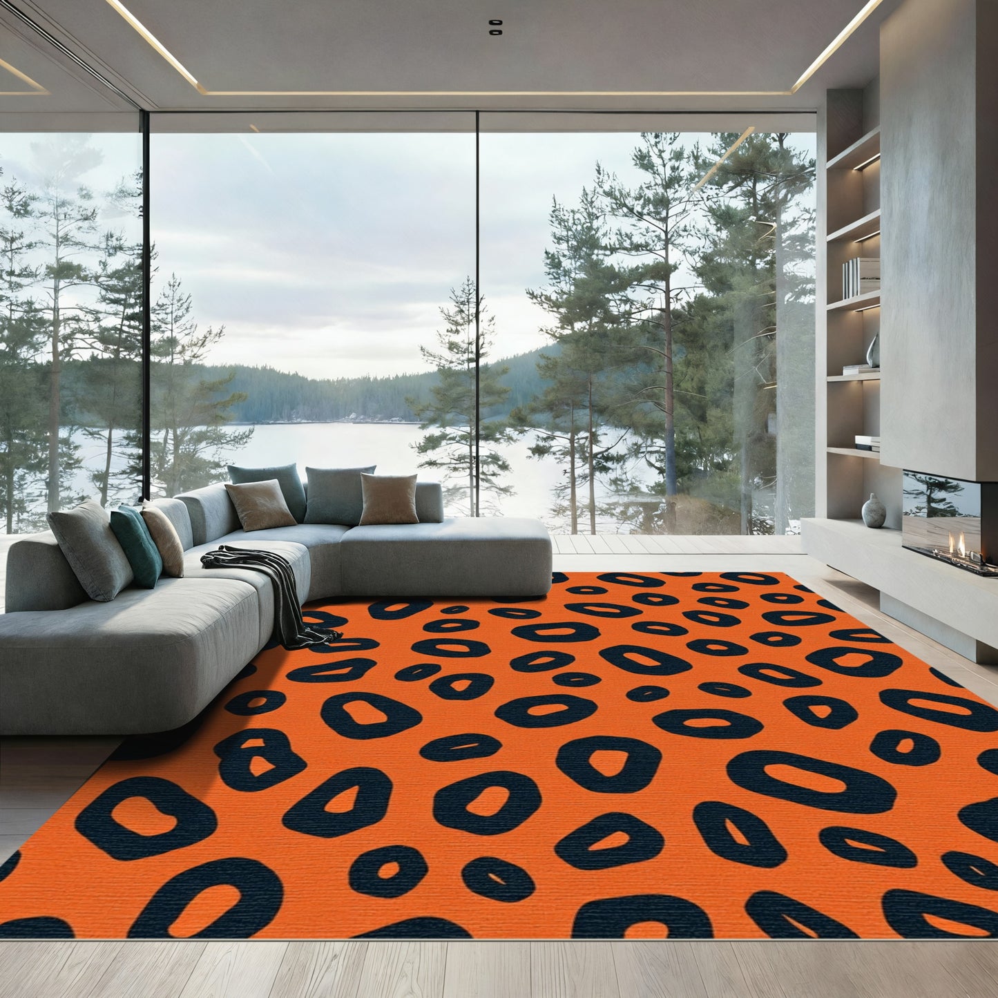 Bold Orange Black Spotty Rug