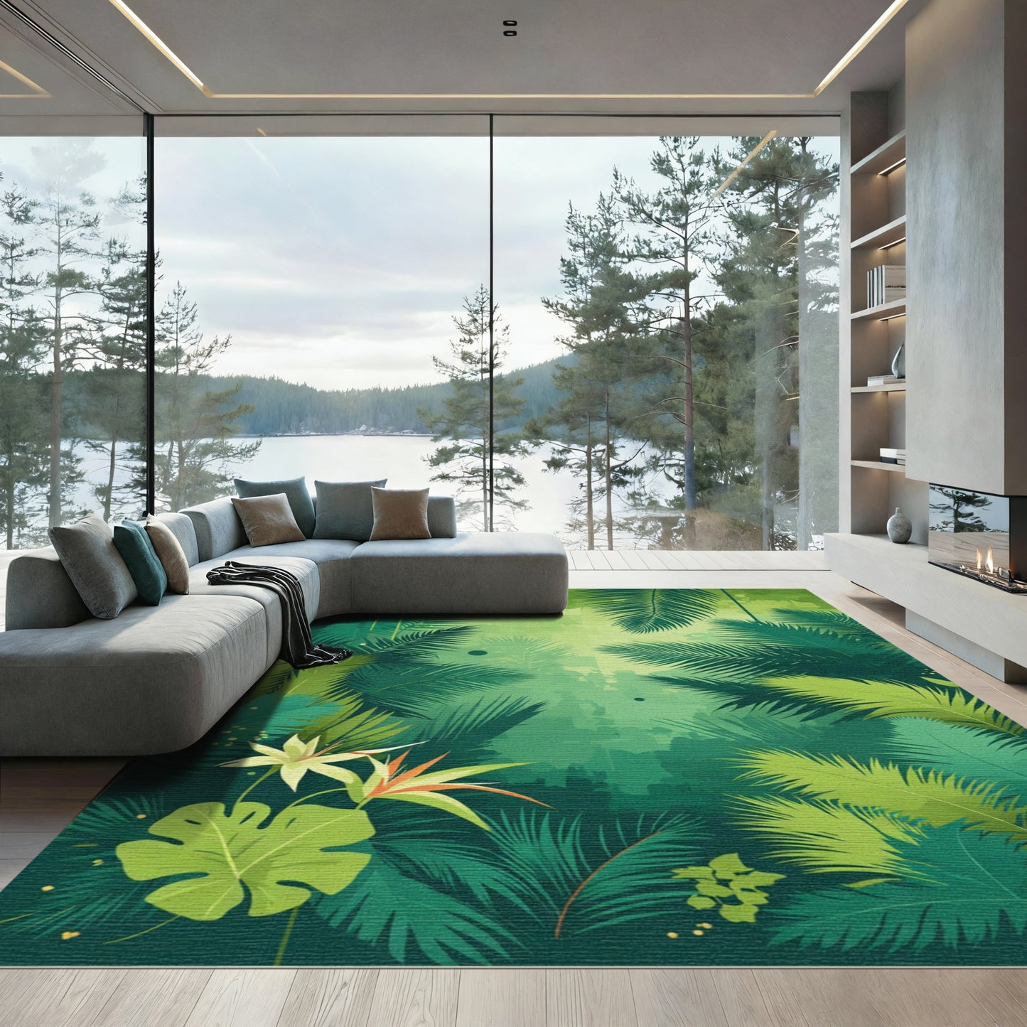 Verdant Emerald Jungle Canopy Rug