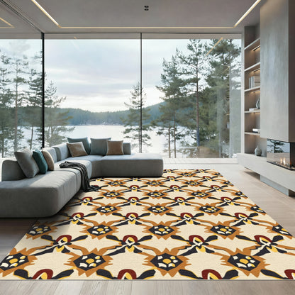 Amber tan geometric medallion Rug
