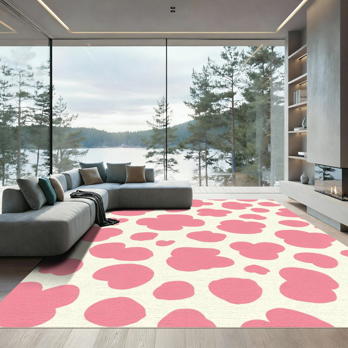 Pink Blossom Spotty Abstract Rug