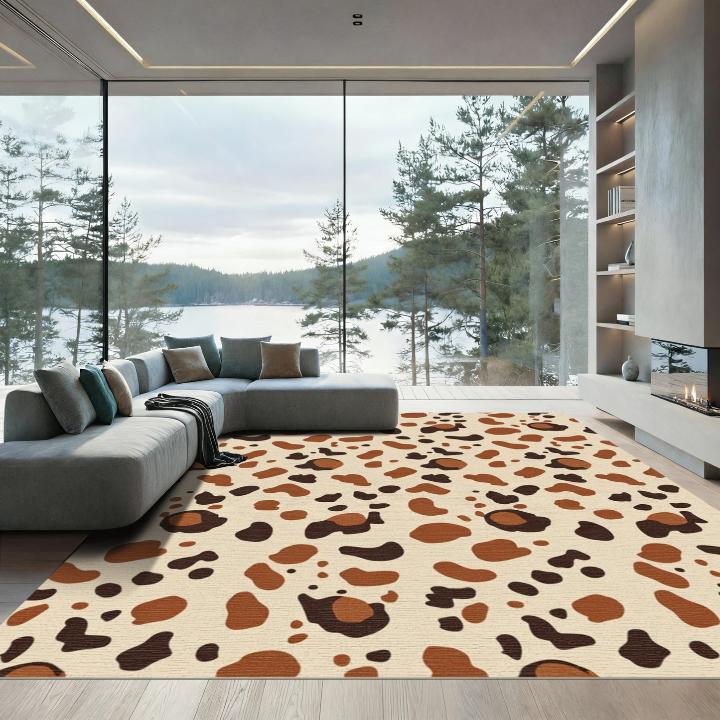 Brown Leopard Print Spots Rug