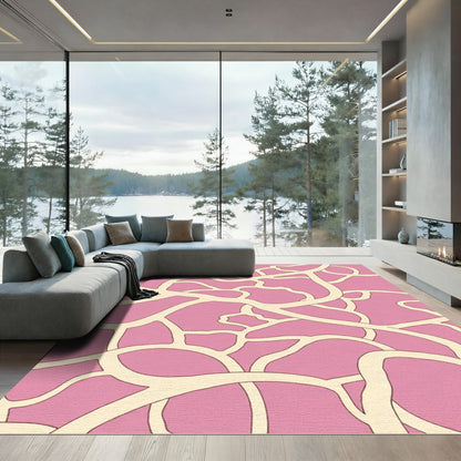 Pink Cream Organic Intertwined Lines Rug