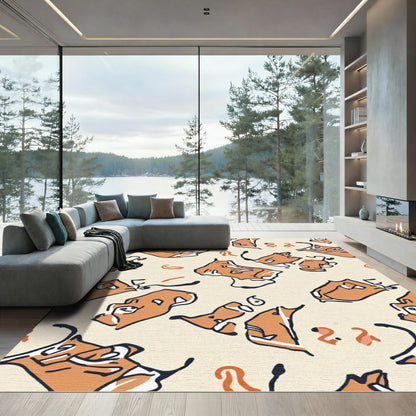 Orange Contemporary Sketchy Figures Rug