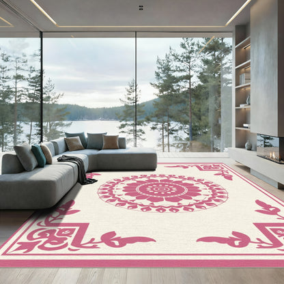 Crimson Floral Medallion with Corner Accents Rug