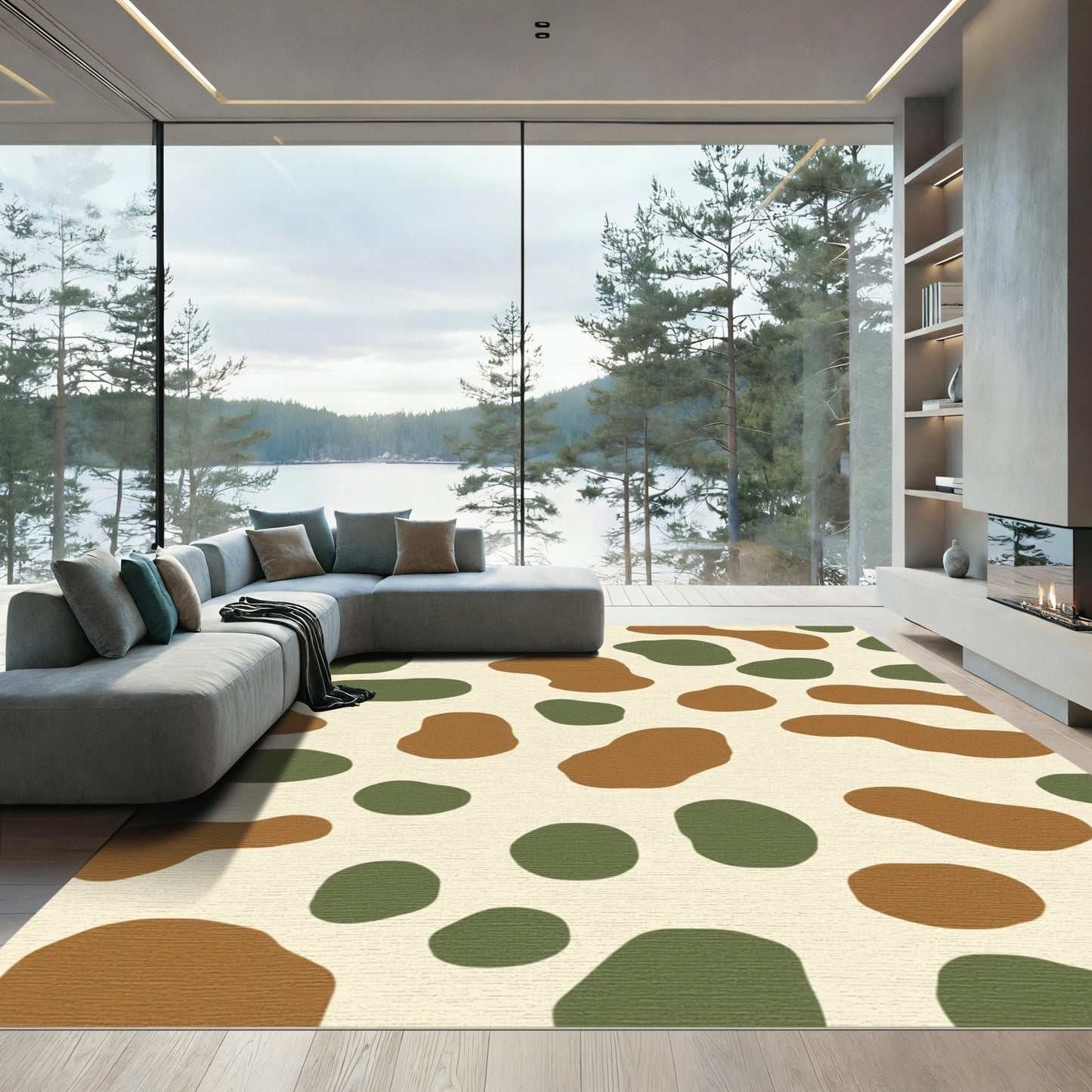 Camouflage Blob Cream Ground Rug