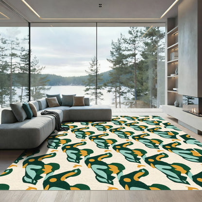 Abstract Emerald Teal Amber Swirl Rug