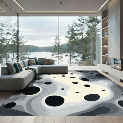 Monochrome Bubbles Organic Flow Rug