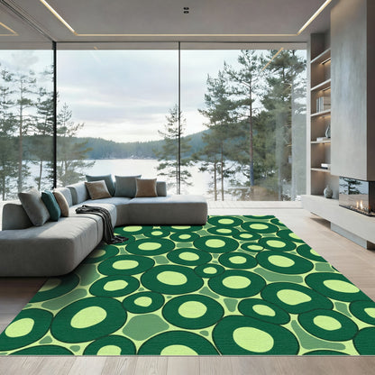 Deep Green Bubble Cluster Composition Rug